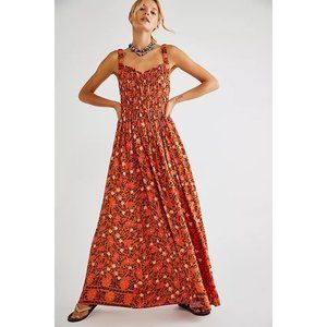Free People Floral Maxi Dress - Orange and Black